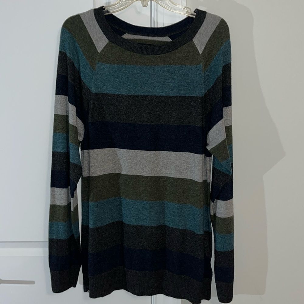 KAVU ATKINSON Blue Spruce Long Sleeve Striped Sweater Wool Alpaca Blend Men’s M